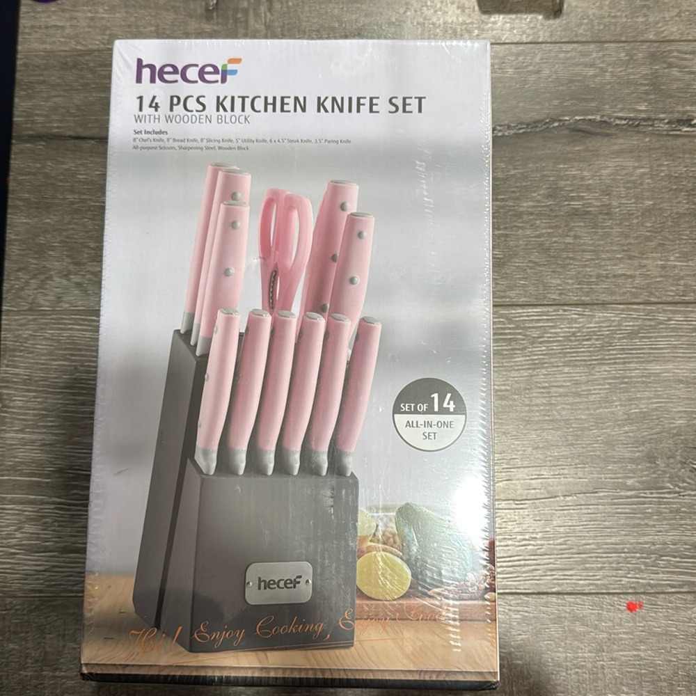 Hecef 14 pcs kitchen knife set